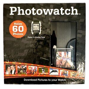 Photowatch Picture Watch Holds 60 Photos Digital Analog Time Calendar USB Rubber